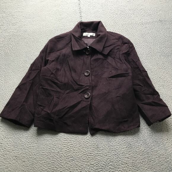 Harvé Benard Coat Womens Large 12 Wool Blend Cashmere Button Jacket Purple - Picture 1 of 9
